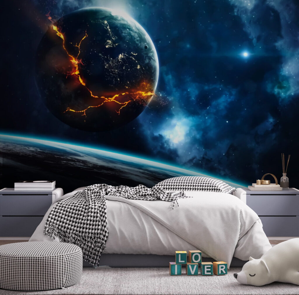 Planet with glowing cracks — interior 2