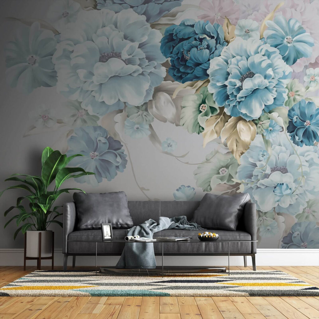 Blue flowers cascading down — interior 1