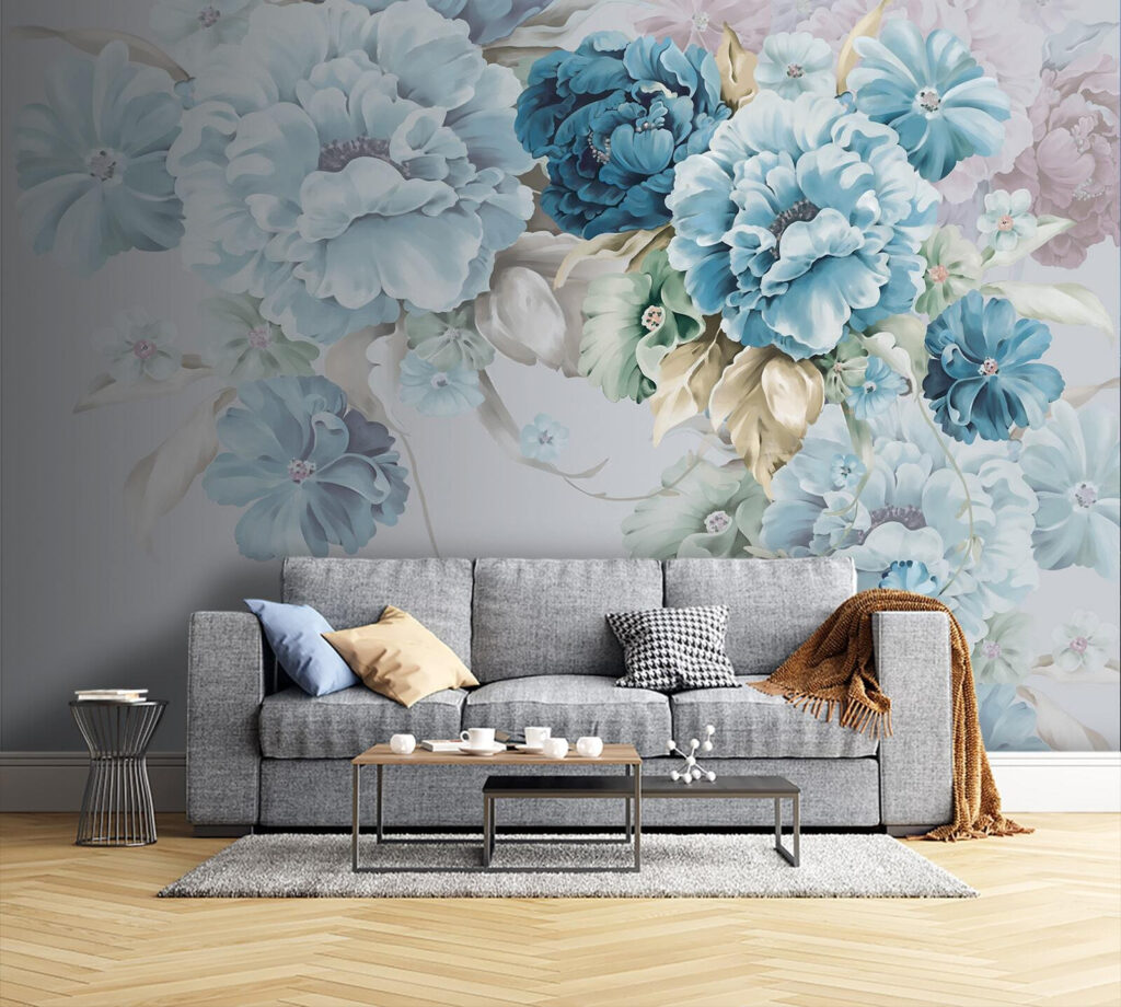 Blue flowers cascading down — interior 2