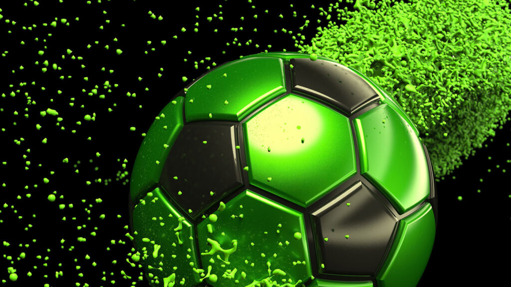 Green football and splatters — full design