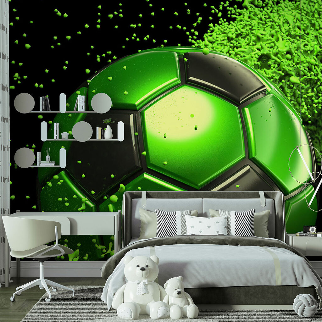Green football and splatters — interior 5