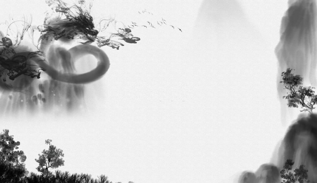 Dragon around mountain mist — full design