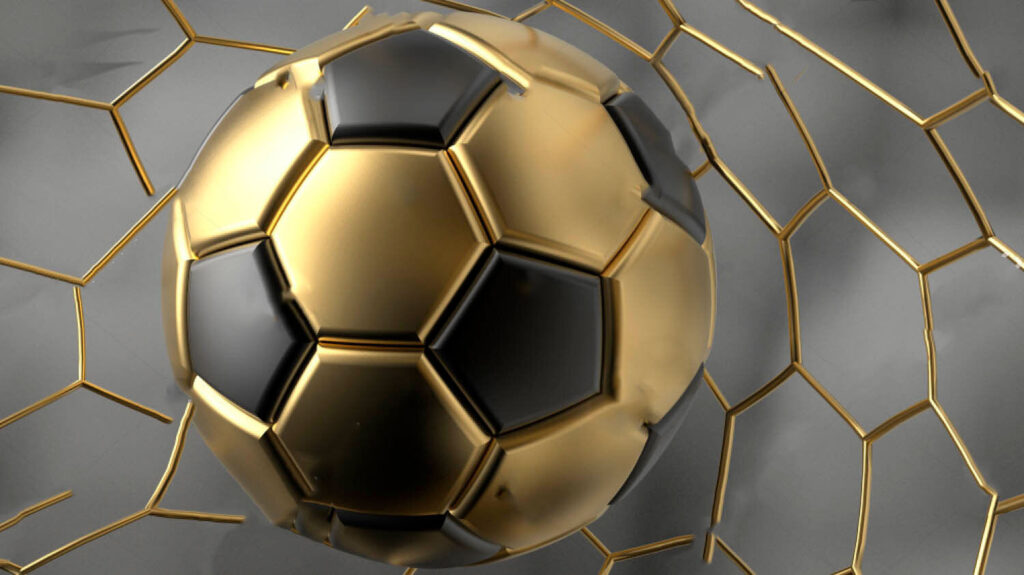 Golden football and hexagons — full design
