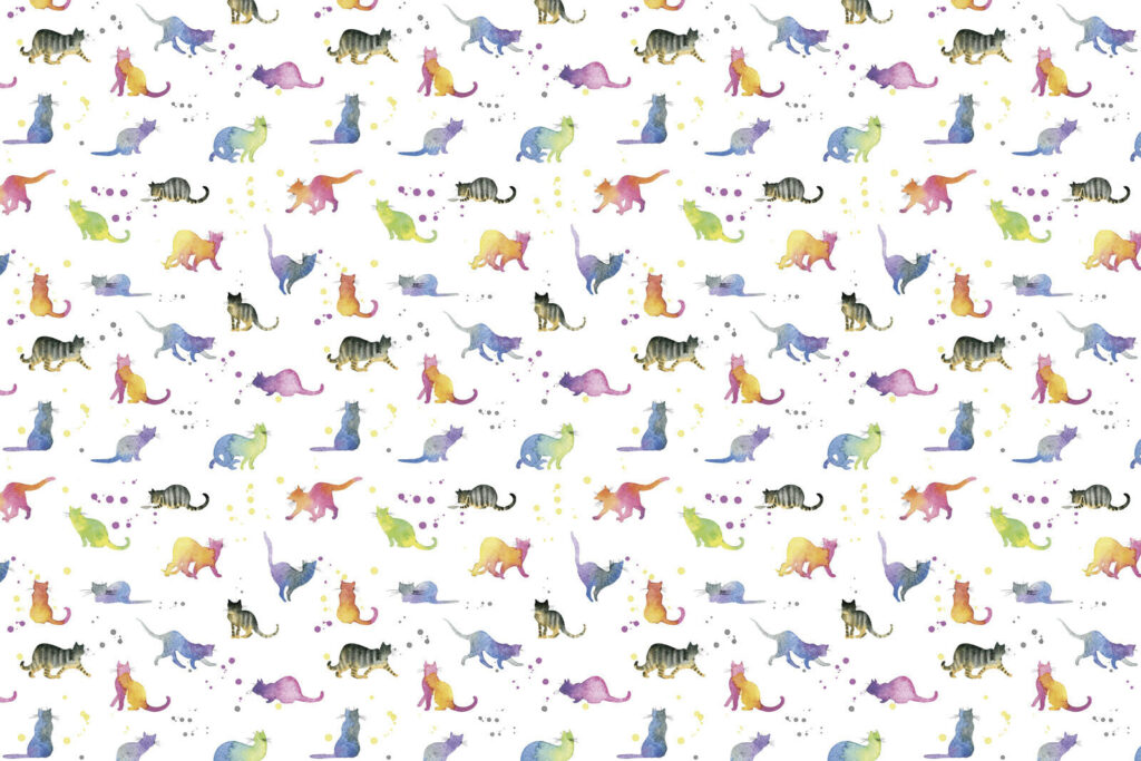 Watercolour cats — full design