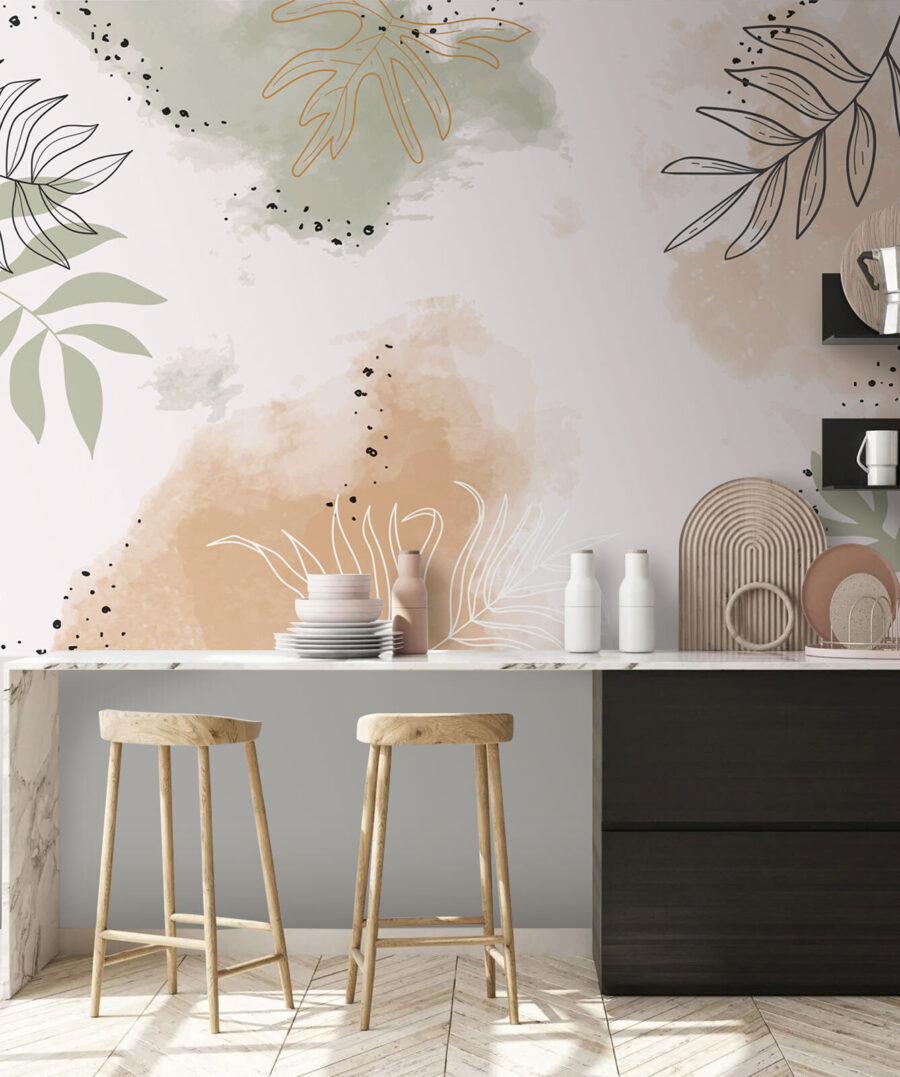 Leaf lines, soft colour — interior 1