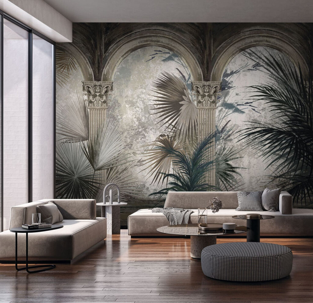 Palms before old arcades — interior 3