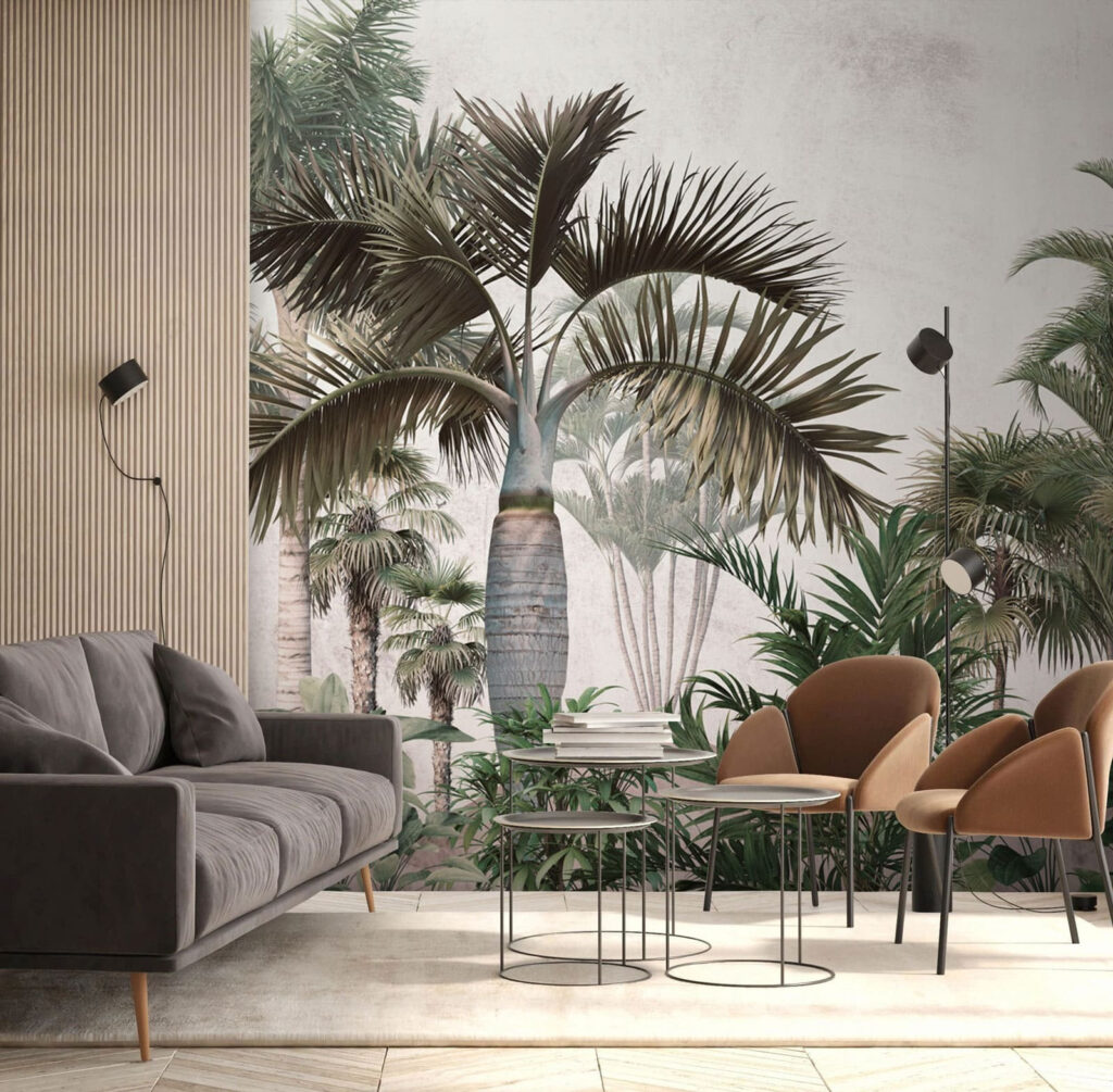Tall palms in mist — interior 2