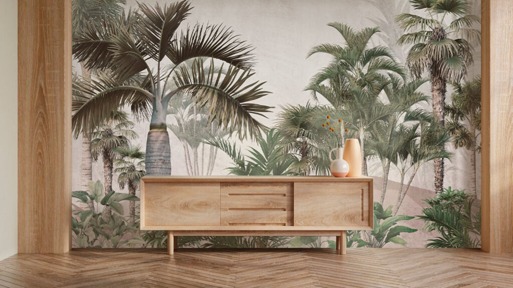 Tall palms in mist — interior 3