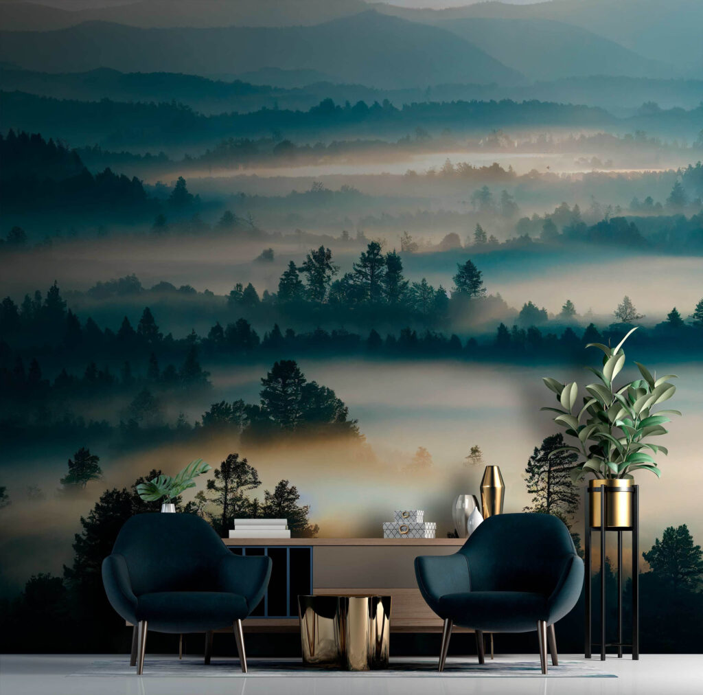 Mist between wooded hills — interior 1