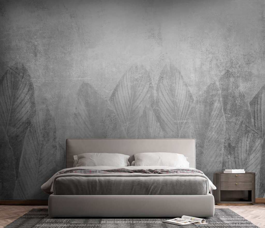 Large leaves on grey — interior 1
