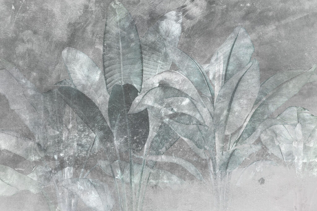 Weathered wall, pale leaves — full design