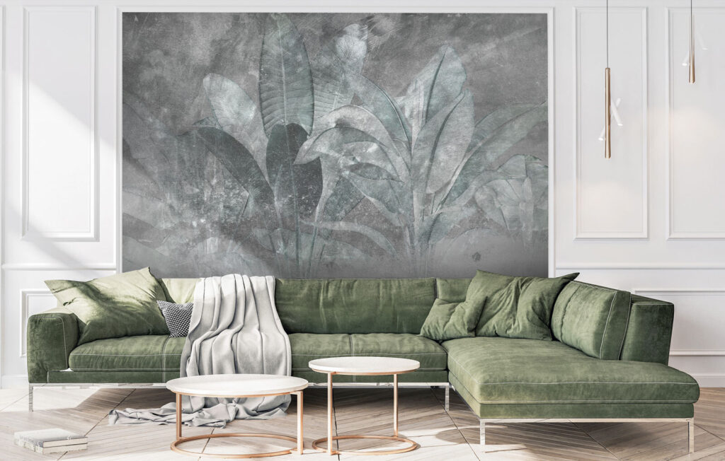Weathered wall, pale leaves — interior 4