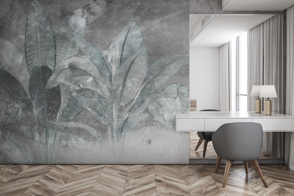 Weathered wall, pale leaves — interior 1