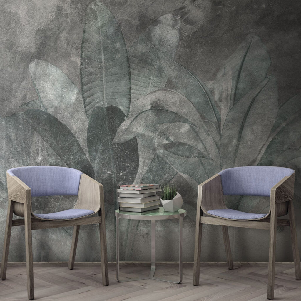 Weathered wall, pale leaves — interior 5