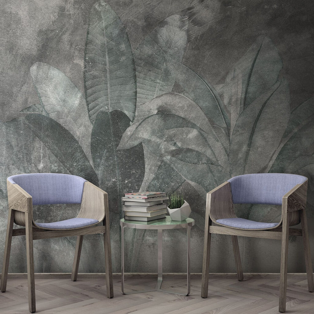 Weathered wall, pale leaves — interior 7