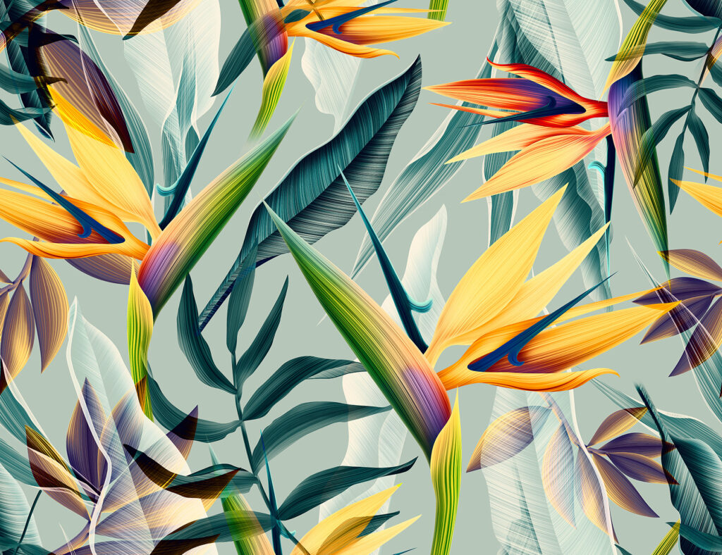 Orange paradise flowers — full design