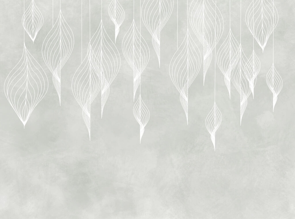 Hanging white leaf outlines — full design
