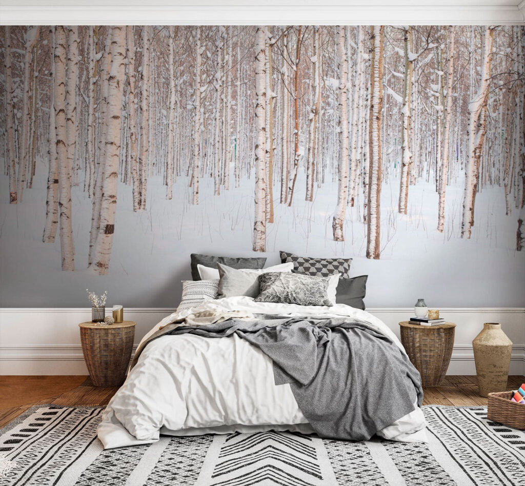 Birches in a snowfield — interior 1