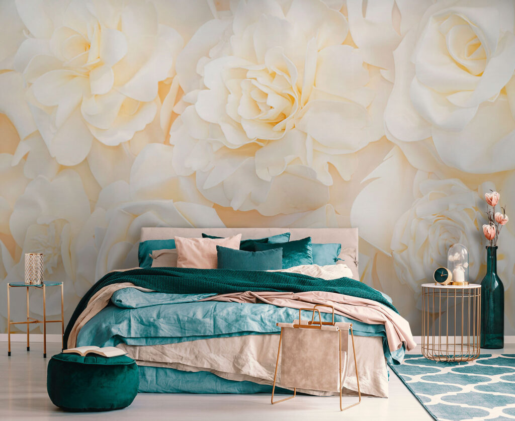 Cream-white roses up close — interior 1