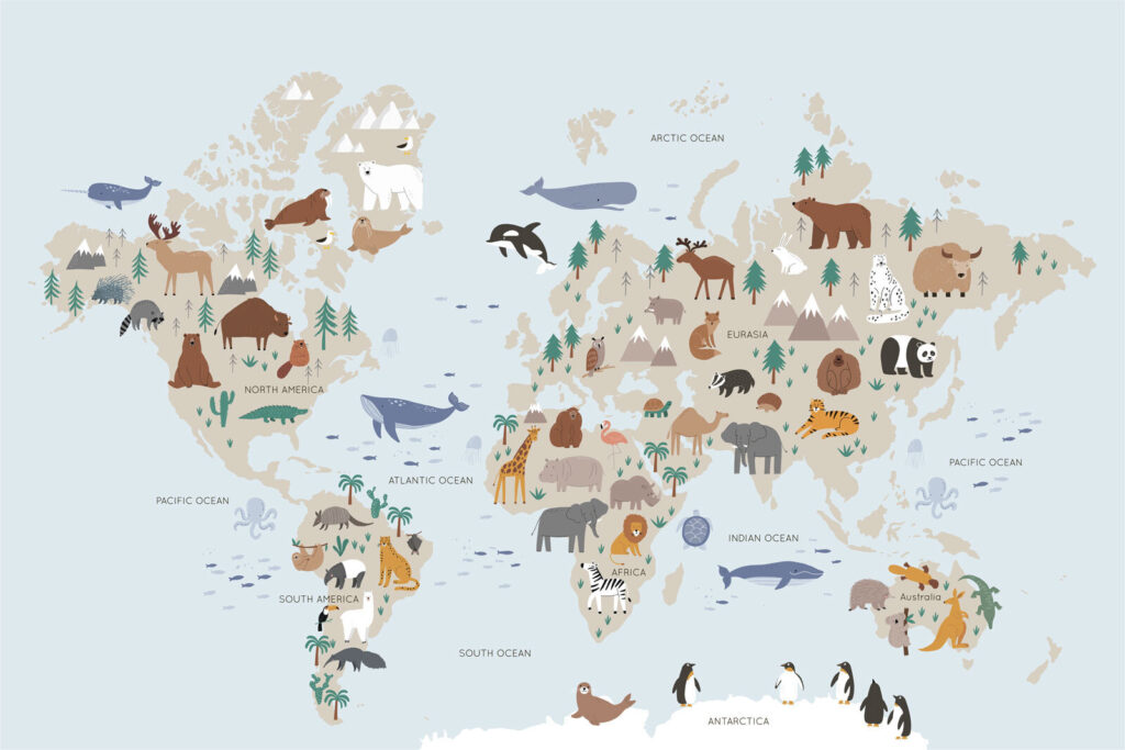 Animals on light blue — full design