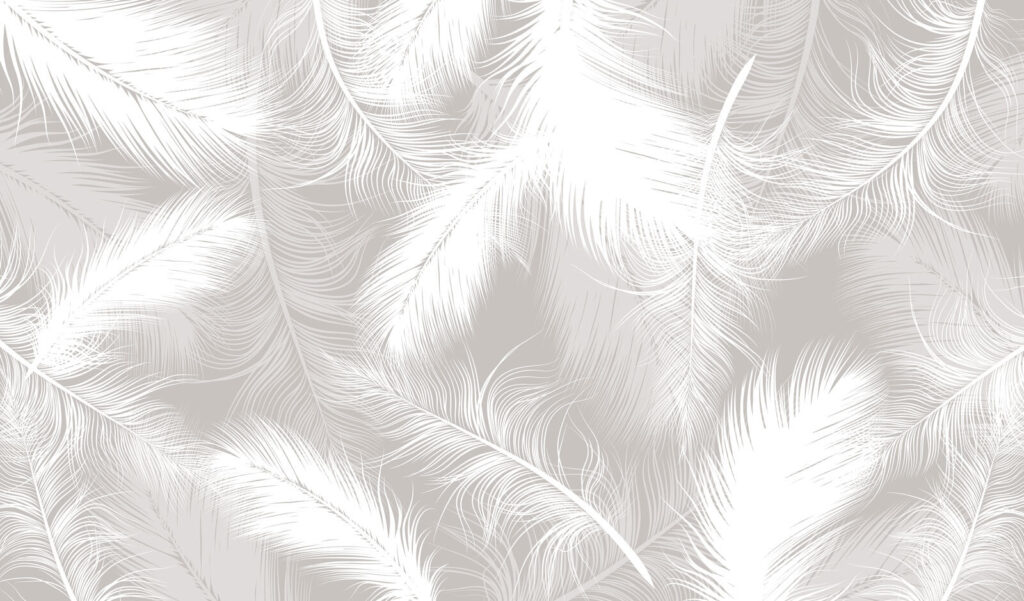 White feathers overlapping — full design