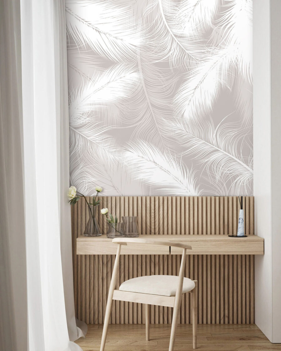 White feathers overlapping — interior 1