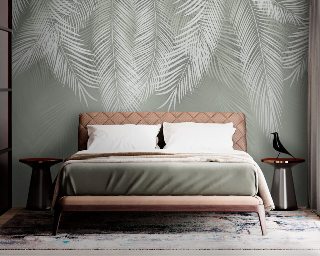 Palm fronds on grey-green — interior 1