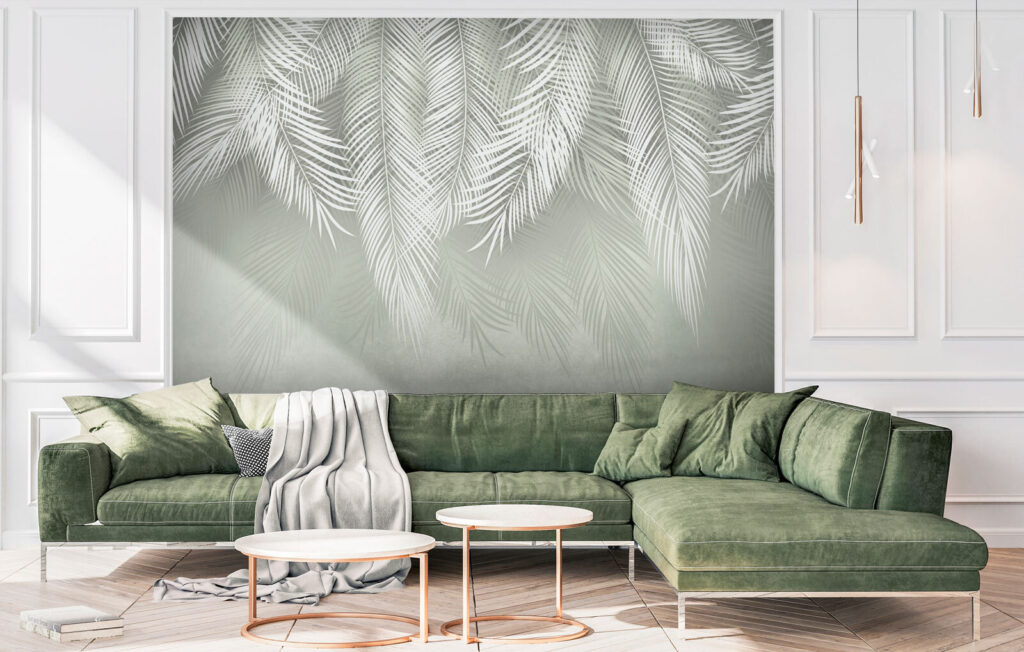 Palm fronds on grey-green — interior 2
