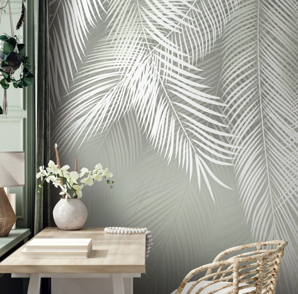 Palm fronds on grey-green — interior 3