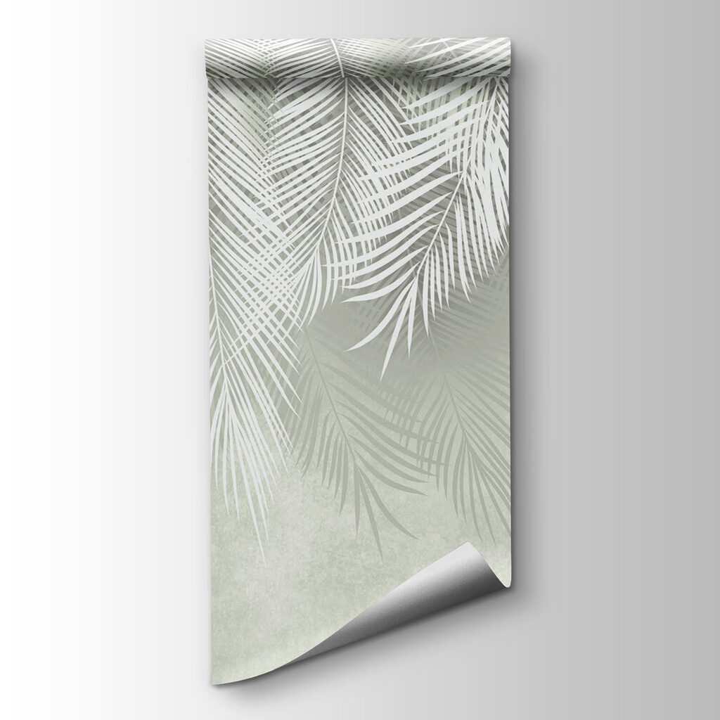 Palm fronds on grey-green — product view
