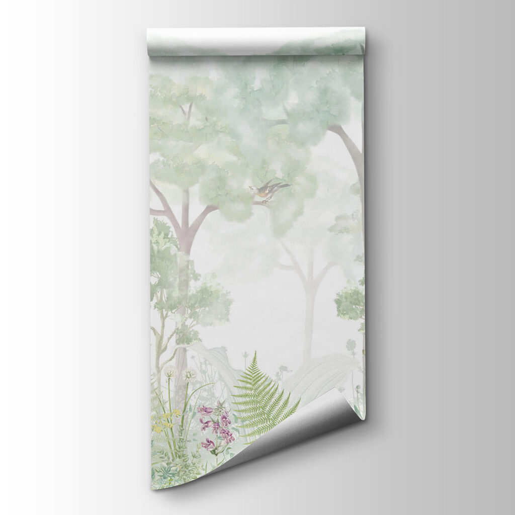 Pale trees over wildflowers — product view