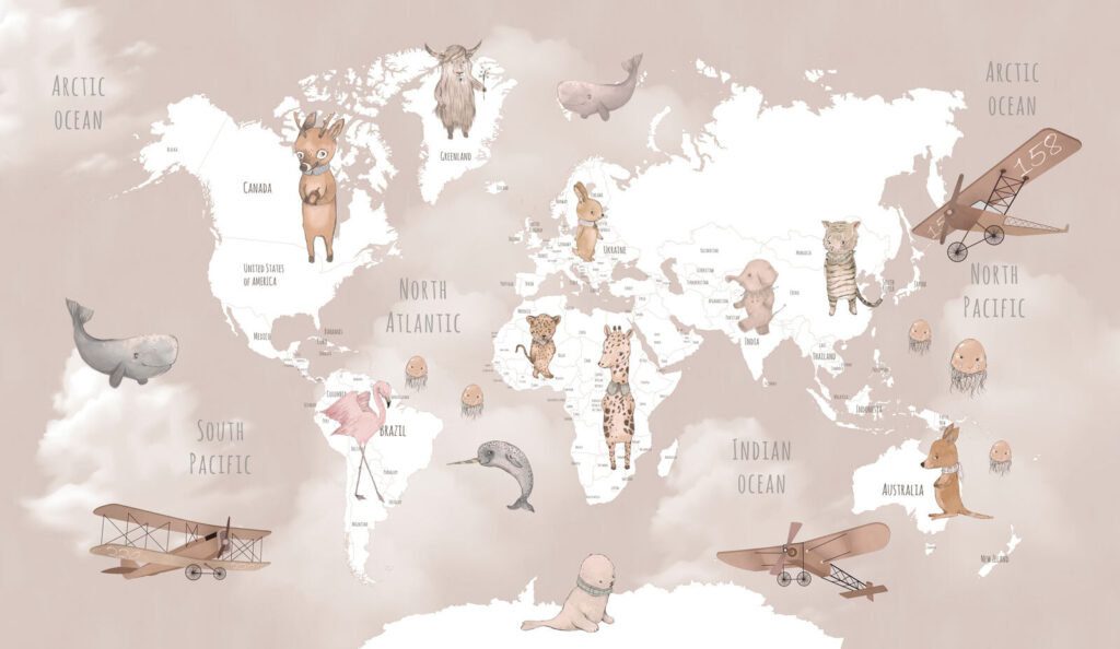 White world map — full design