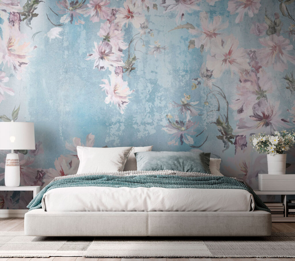 Pink blossom on blue — interior 2