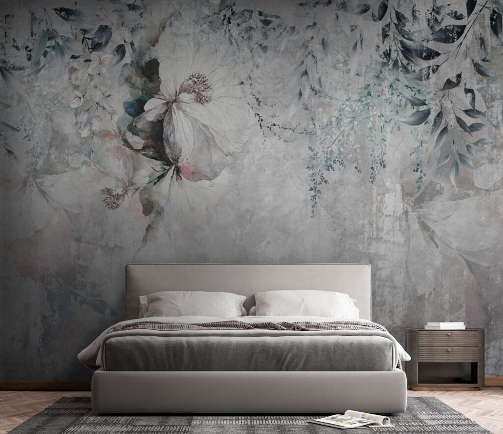 Hanging flowers on grey — interior 2