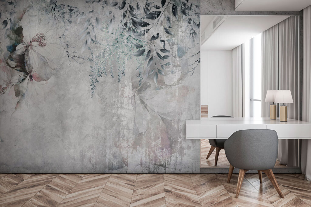 Hanging flowers on grey — interior 3