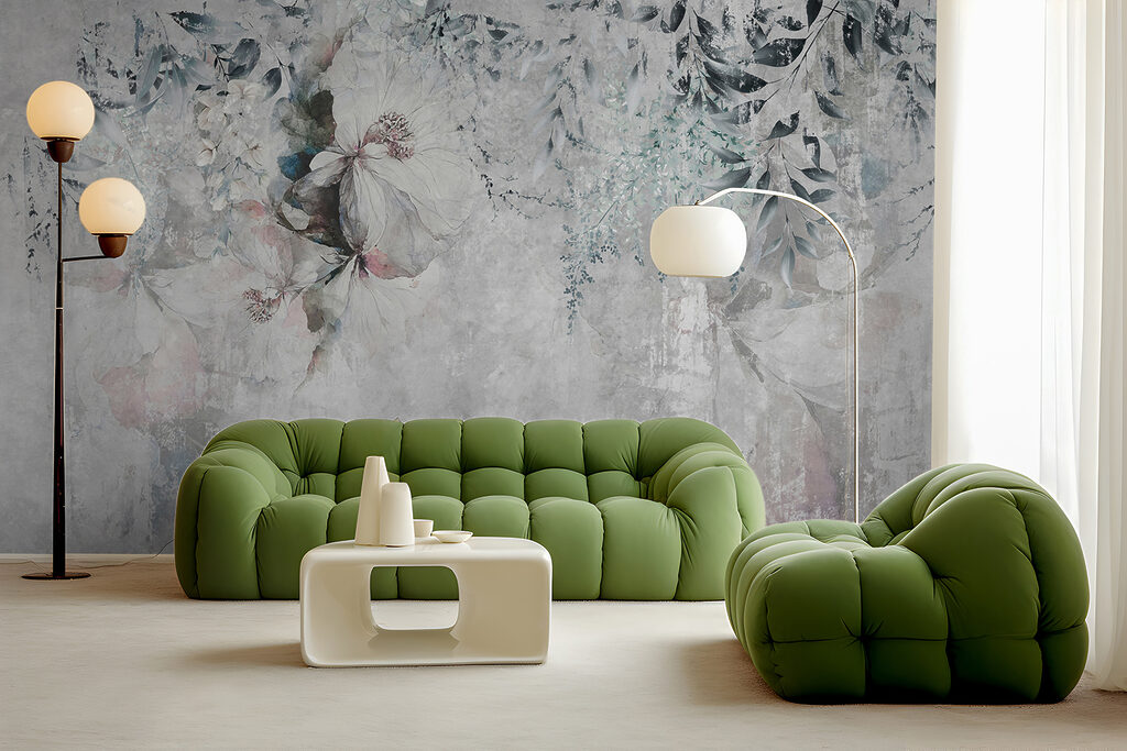 Hanging flowers on grey — interior 4