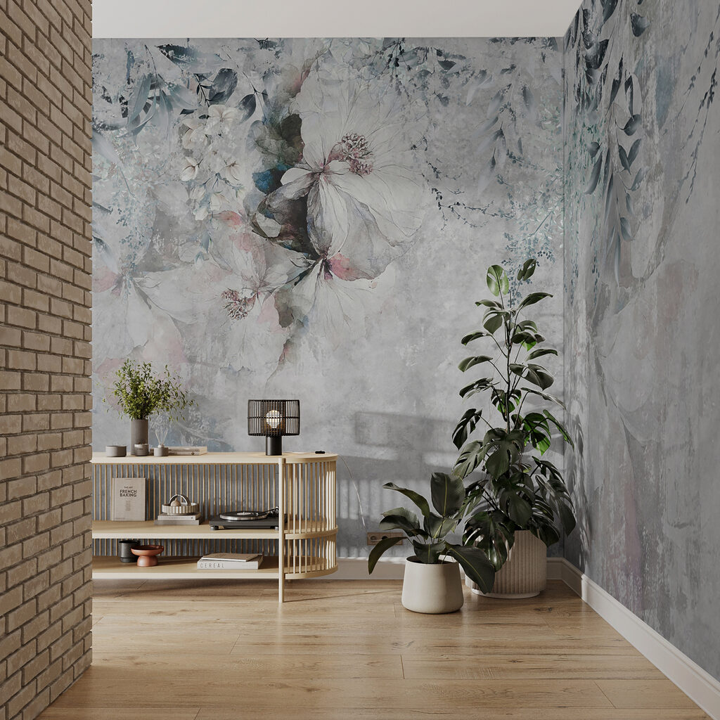 Hanging flowers on grey — interior 5