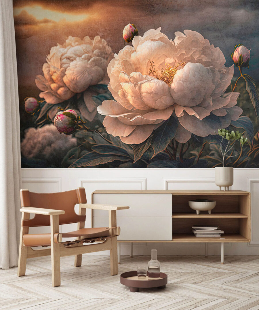 Peonies under dusky clouds — interior 3