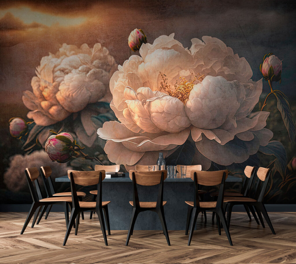 Peonies under dusky clouds — interior 1