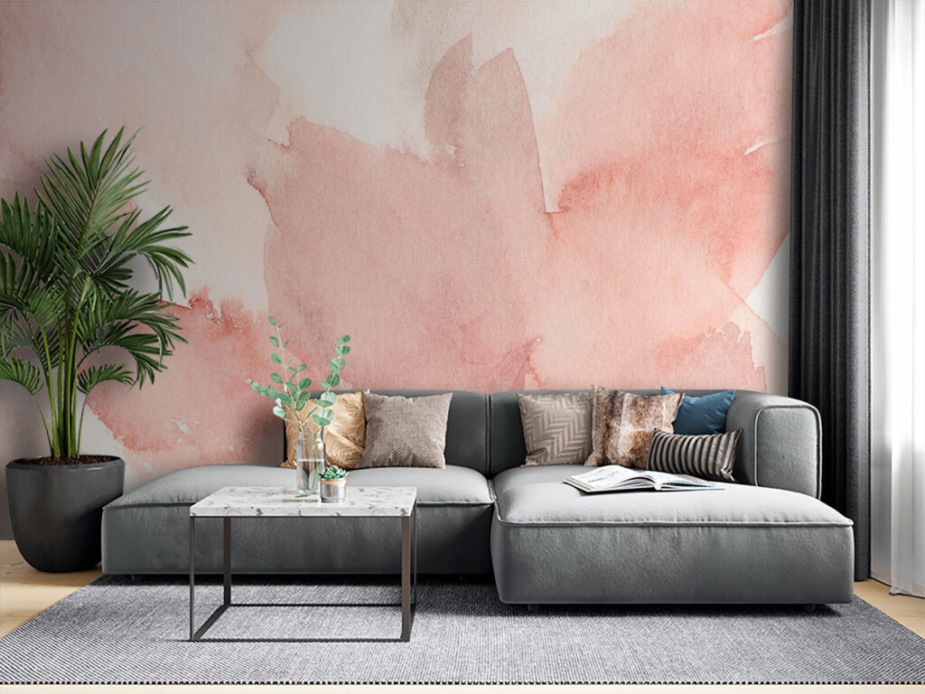 Pink watercolour leaves — interior 3