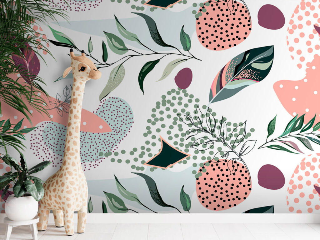 Leaves among playful dots — interior 1