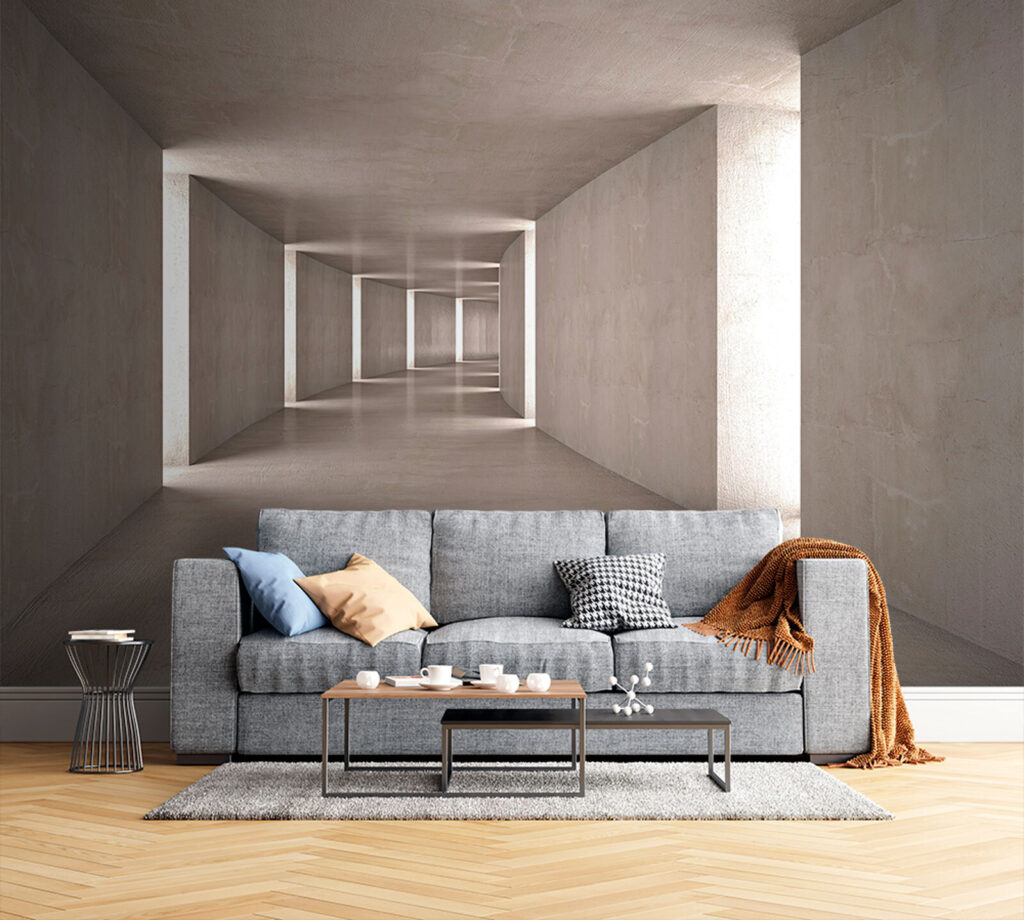 Grey corridor with niches — interior 3
