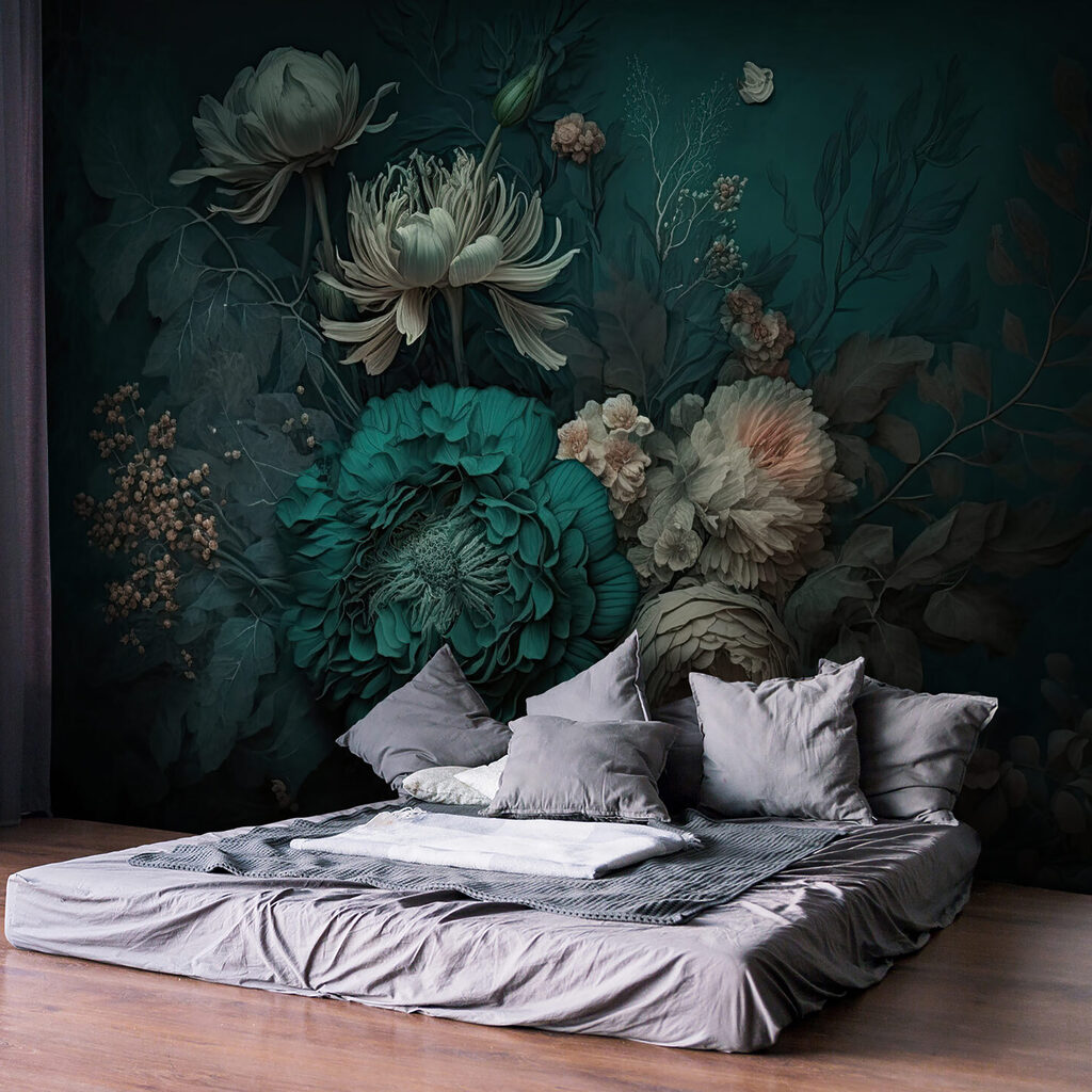 Turquoise peony in shadow — interior 4