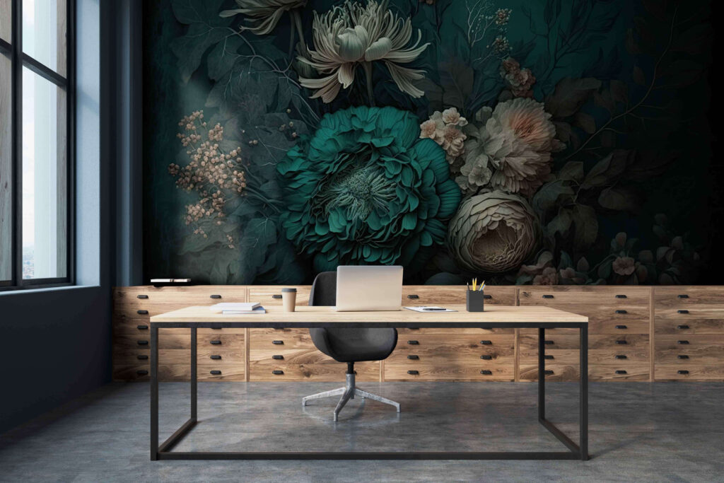 Turquoise peony in shadow — interior 3