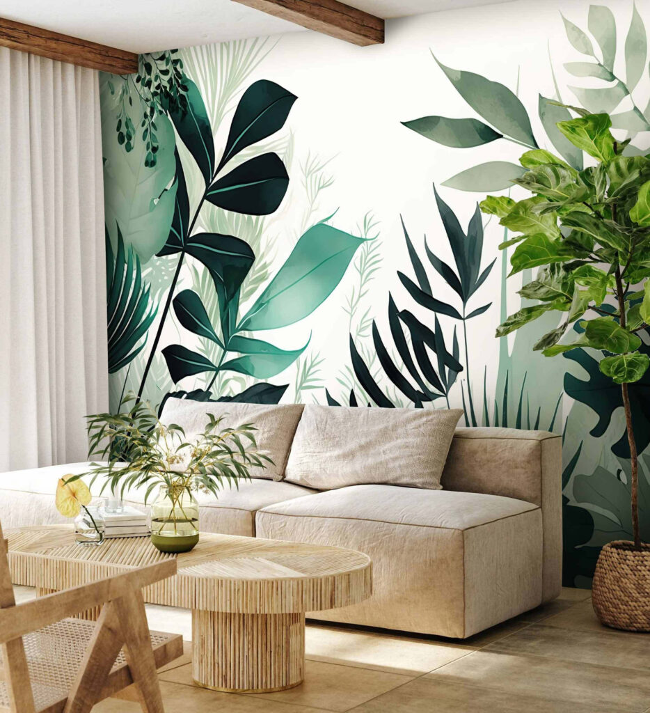 Leaf silhouettes around light — interior 1
