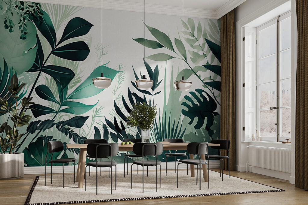Leaf silhouettes around light — interior 5