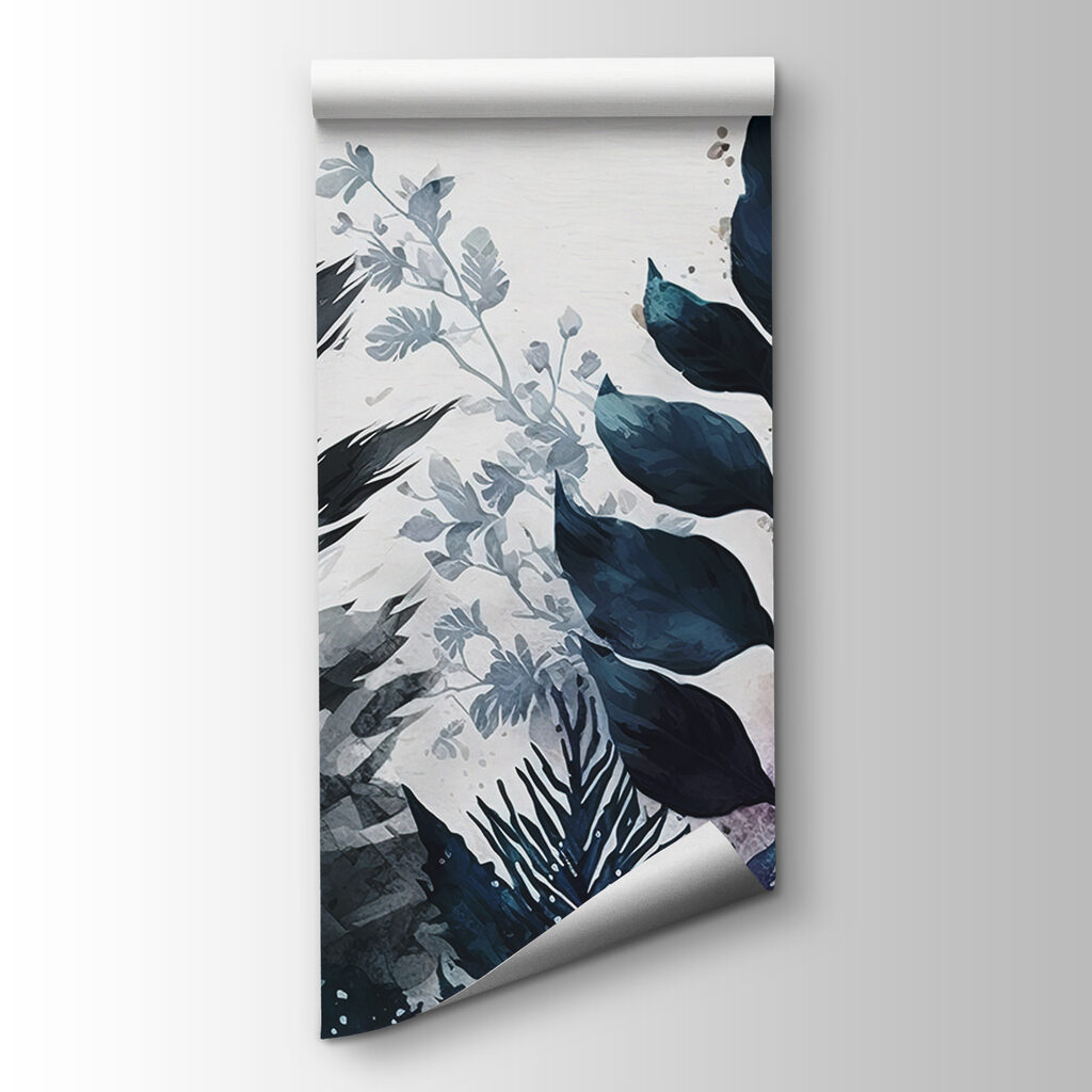 Blue watercolour leaf branches — product view