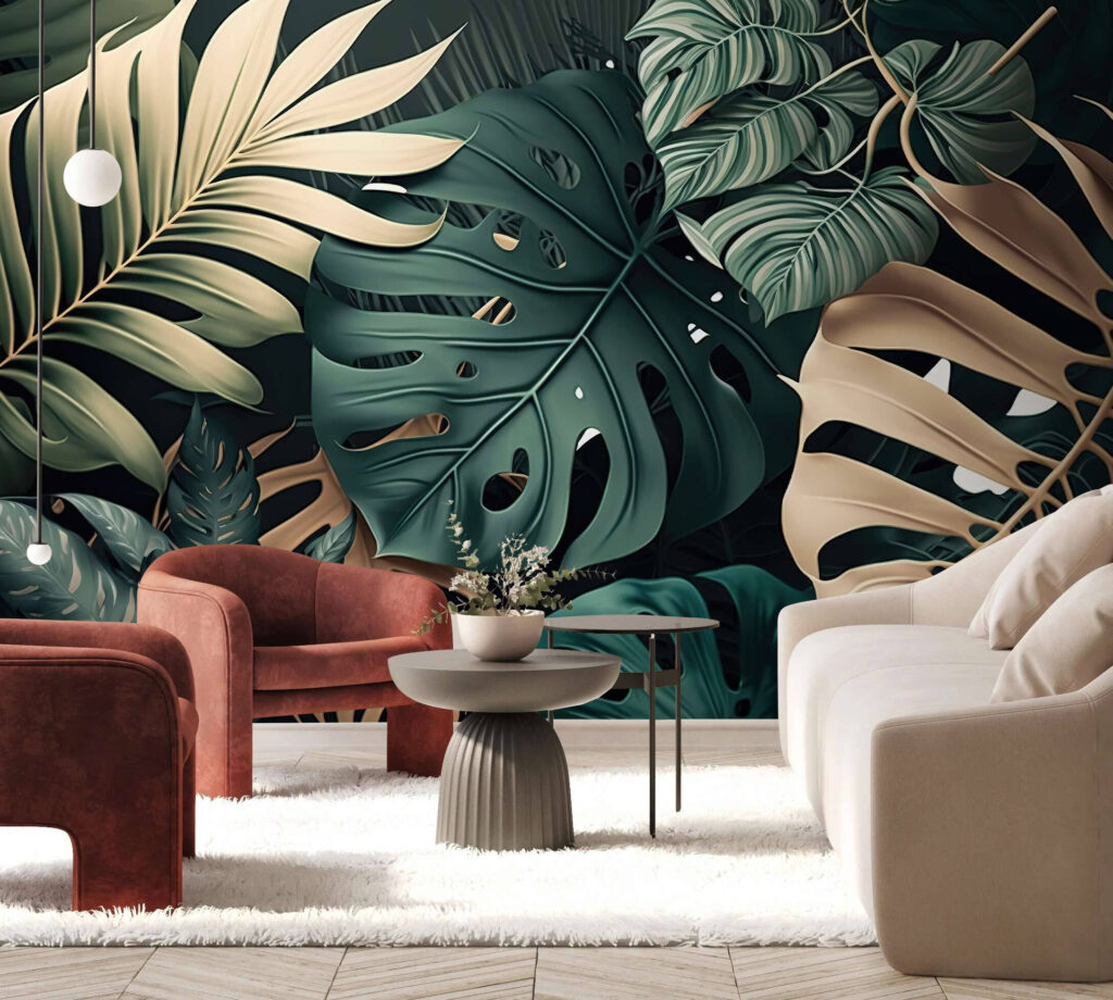 Green and gold leaves — interior 1