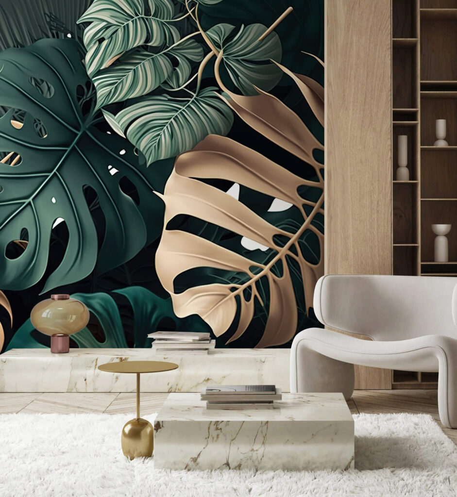 Green and gold leaves — interior 3