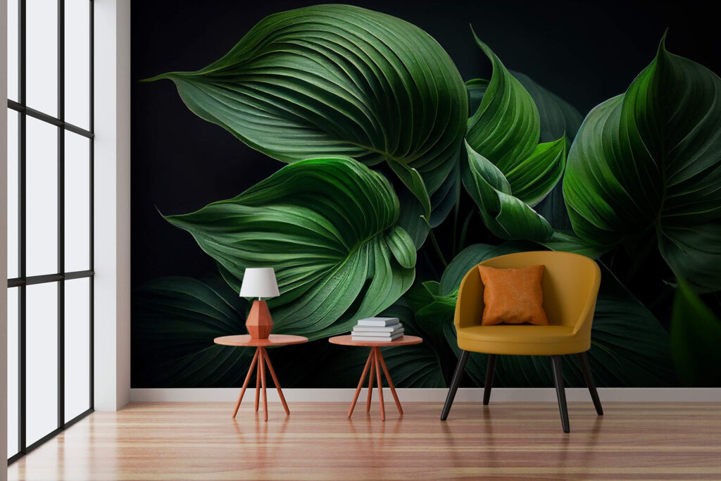 Shiny green leaf folds — interior 1